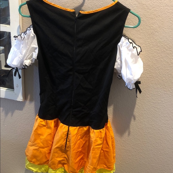 Women’s sexy candy corn  Bavarian Costume Dress - Black, White, Yellow - Picture 6 of 6